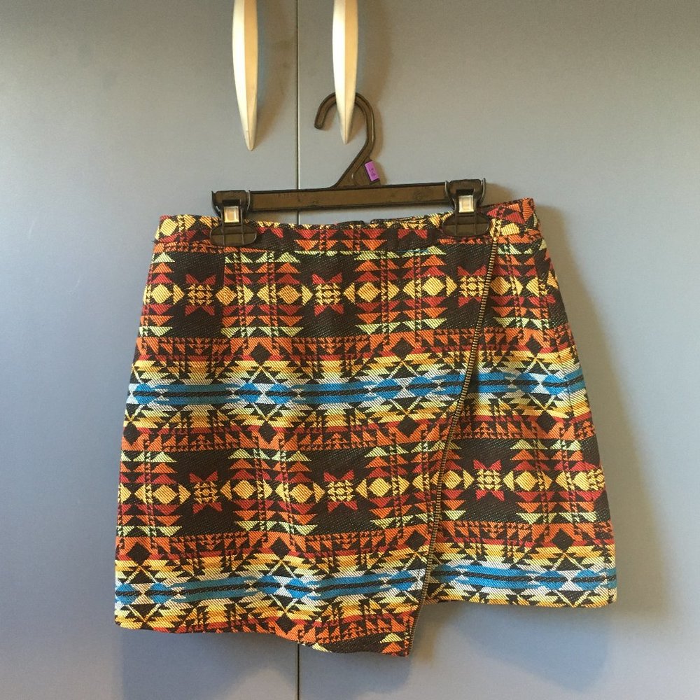 Printed Mini Asymmetrical Mini Skirt